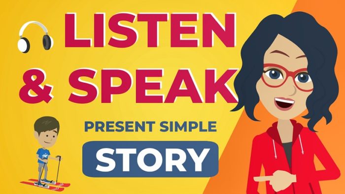 English present simple story to practice listening and speaking